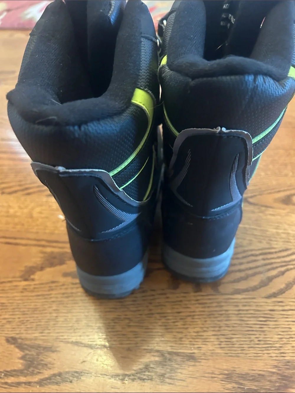 Weatherproof Kids Black and Lime Green Strap Winter Boots
